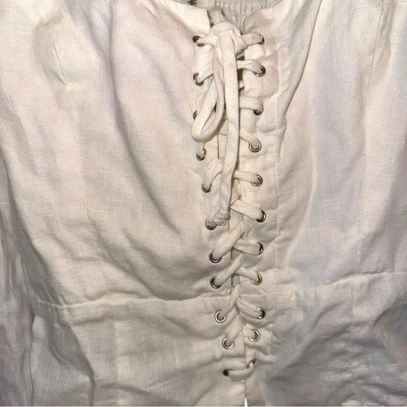 Host Pick 🎉▶️ Reformation ◀️ Paloma White Linen Lace Up Top - Picture 4 of 16